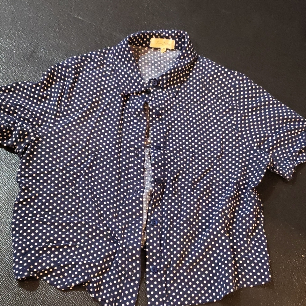 White polka dot blue crop